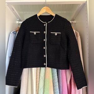 Elegant Black Women's Tweed Jacket